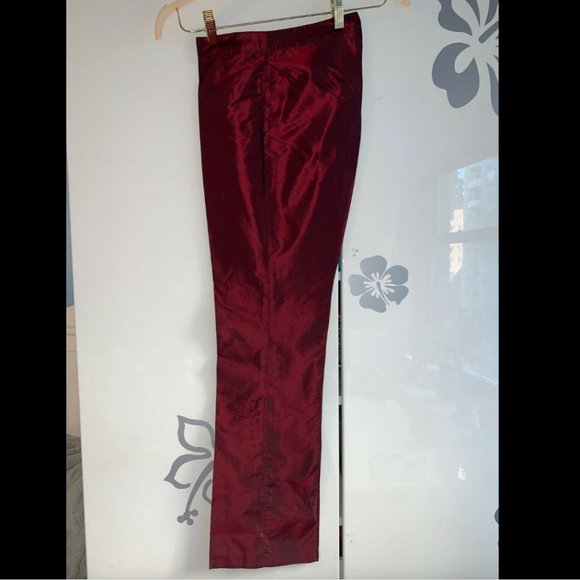NEW VINTAGE ROZAE NICHOLS RED SILK SATIN PANTS SIZE 6 -Run small more like 2/ 4 - Picture 5 of 5